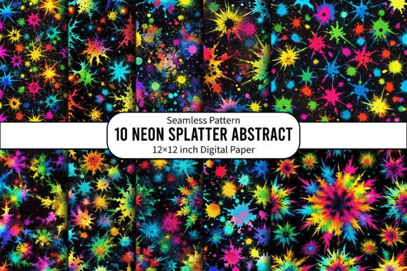 Download Neon Splatter Abstract Black Background - Abstract Collection