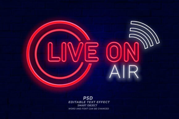 Download Live on Air Neon Text Effect PSD - Premium Resources