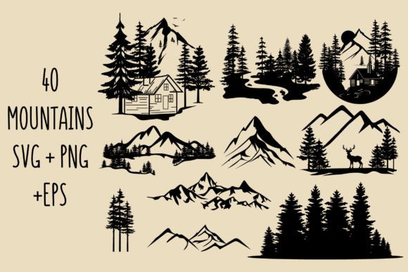 Download Mountains SVG Bundle Forest Tree Outdoor - Tree Collection