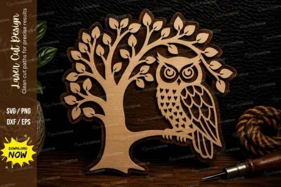 Download Owl Tree Laser Cut Svg Design Owl Tree - Tree Collection